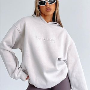 White Fox Stay Lifted Oversized Hoodie Moon
